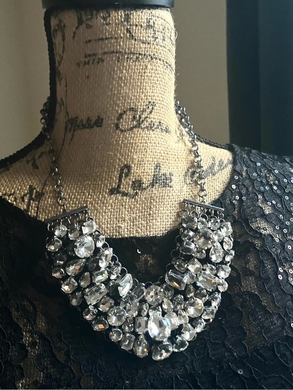 Stunning rhinestone statement necklace and earrings set